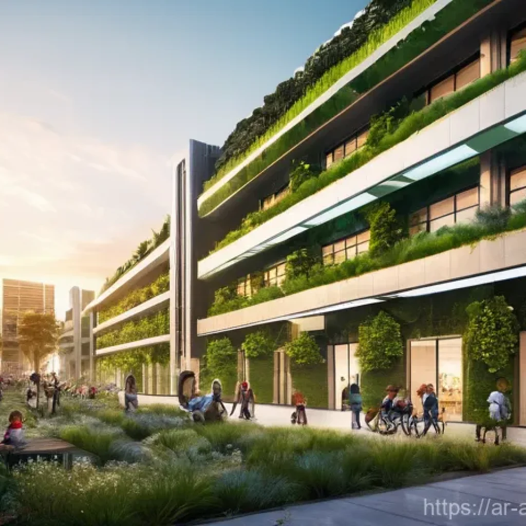 행정안전 관련 최신 이슈와 전망 - **Prompt:** A bustling, vibrant smart city plaza at sunset, showcasing advanced, sustainable urban l...