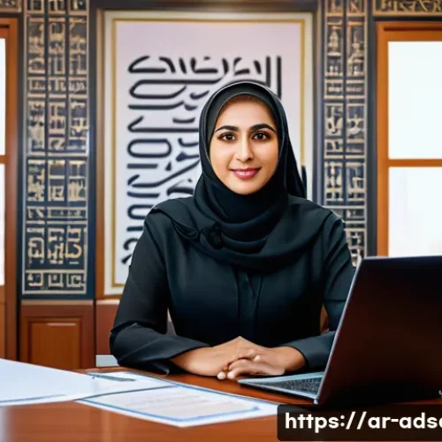 행정안전 실무자를 위한 자격증 비교 - A professional Middle Eastern woman in formal government office attire, sitting confidently at a mod...