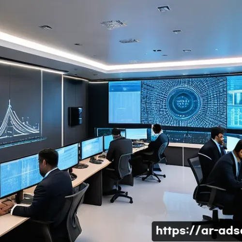 Home 32 행정안전 전문가를 위한 워크샵 주제 - A modern government security operations center in a Middle Eastern setting, featuring a diverse team...